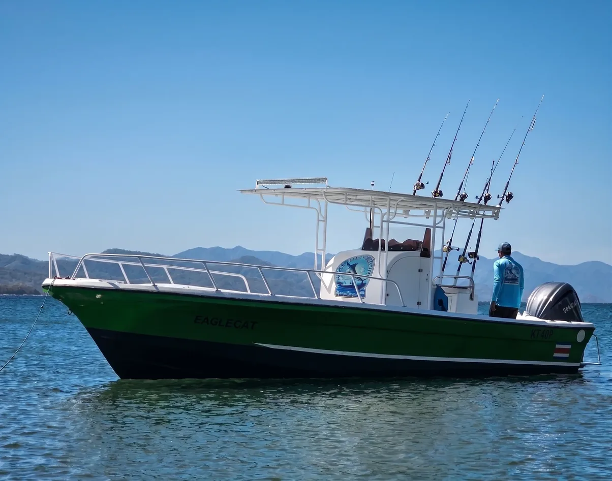 Panga style inshore fishing boat off Playas del Coco, Guanacaste, Costa Rica