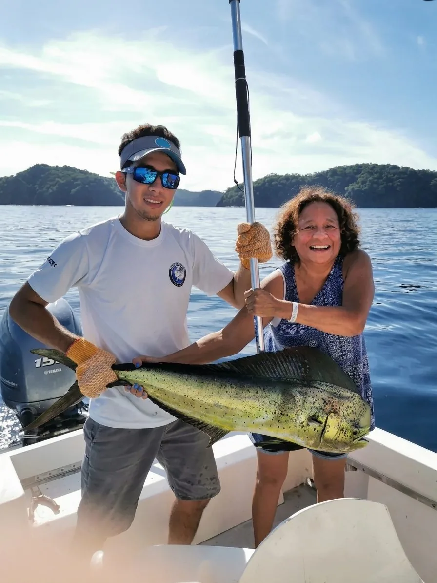 Dorado (mahi-mahi) catch aboard a Papagayo fishing charter, Costa Rica