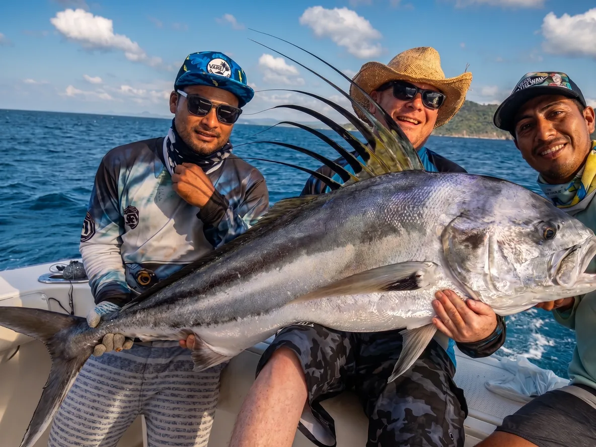 Roosterfish landed on an inshore charter in the Gulf of Papagayo during the winter season