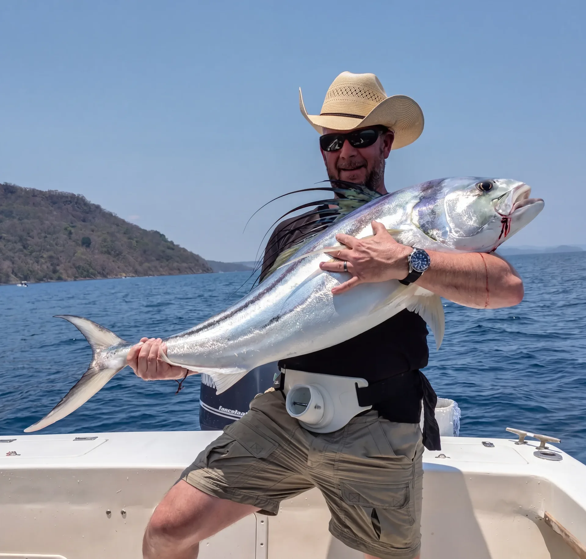 Roosterfish caught inshore in the Gulf of Papagayo